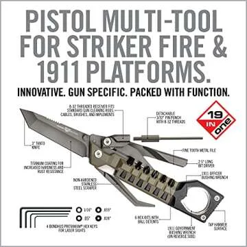 Real Avid Pistol Tool for Gun Maintenance | 19-in-1 Pistol Multitool
