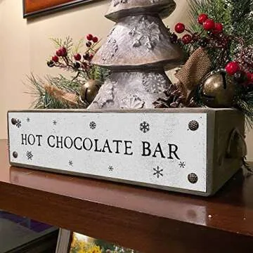ANVEVO Hot Chocolate Bar - Rustic Wooden Storage Box