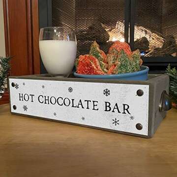 ANVEVO Hot Chocolate Bar - Rustic Wooden Storage Box