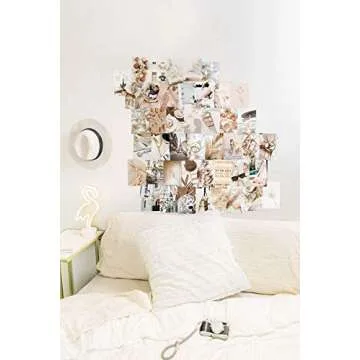 Neutral Wall Collage Kit Aesthetic Pictures, Aesthetic Room Decor, Bedroom Decor for Teen Girls, Wall Collage Kit, VSCO Room Decor, Photo Wall, Aesthetic Posters, Collage Kit (50 Set 4x6 inch)