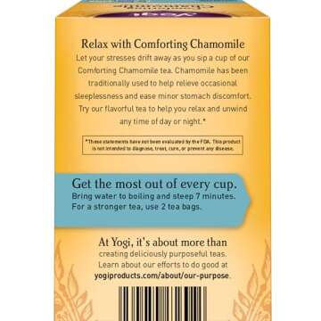 Yogi Tea Comforting Chamomile Tea - 16 Tea Bags per Pack (6 Packs) - Organic Chamomile Tea Bags - Supports a Good Night's Sleep & Occasional Stomach Discomfort - Made from Organic Chamomile Flower