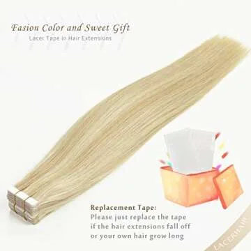 Lacerhair Tape in Remy Hair Extensions Human Hair Tape in 14 Inch Color Balayage Dark Ash Blonde Mixed Light Platinum Blond P#18/60A Real Human Hair Extensions Tape in Hair Extension 20PCS 50G