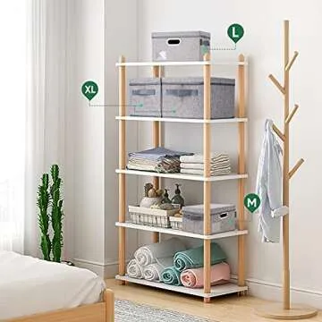 BALEINE Storage Bins with Lids, Foldable Linen Fabric Storage Boxes with Lids, Collapsible Closet Organizer Containers with Cover for Home Bedroom Office (5pack Gray Large)