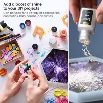 ARTEZA Mica Powder for Epoxy Resin, Set of 35, Assorted Colors, 0.35 oz Bottles, Mica Powder for Candle Making and DIY Crafts