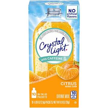 Crystal Light Citrus On-The-Go Powdered Drink Mix with Caffeine, 10 ct. (Pack of 5)