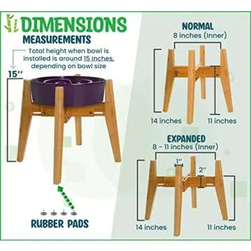 Dog Bowl Stand - Fits Large Breeds 21-inch Tall or Over (Ex: Labrador, Husky, Retriever, Others) - It Elevates, Raises Pet Food Water Bowls Dispensers Fountains and Slow Feeders - Adjustable Width