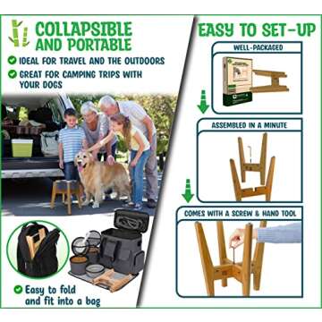 Dog Bowl Stand - Fits Large Breeds 21-inch Tall or Over (Ex: Labrador, Husky, Retriever, Others) - It Elevates, Raises Pet Food Water Bowls Dispensers Fountains and Slow Feeders - Adjustable Width