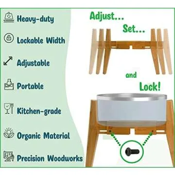 Dog Bowl Stand - Fits Large Breeds 21-inch Tall or Over (Ex: Labrador, Husky, Retriever, Others) - It Elevates, Raises Pet Food Water Bowls Dispensers Fountains and Slow Feeders - Adjustable Width