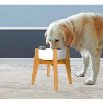 Dog Bowl Stand - Fits Large Breeds 21-inch Tall or Over (Ex: Labrador, Husky, Retriever, Others) - It Elevates, Raises Pet Food Water Bowls Dispensers Fountains and Slow Feeders - Adjustable Width