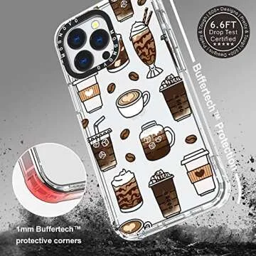 MOSNOVO Case for iPhone 13 Pro, [Buffertech 6.6ft Military-Grade Drop Protection] [Anti Peel Off Tech] Clear TPU Bumper Phone Case Cover Design - Coffee