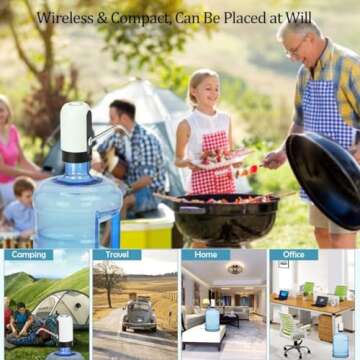 Myvision 3-5 Gallon Bottle Water Pump,Portable Electric Water Dispenser USB Charging,5 Gallon Water ...