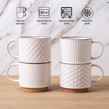 GBHOME Stackable Coffee Mugs - Chic & Durable Design