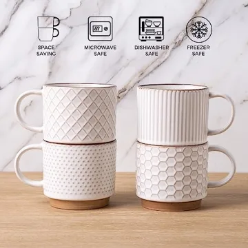 GBHOME Stackable Coffee Mugs - Chic & Durable Design
