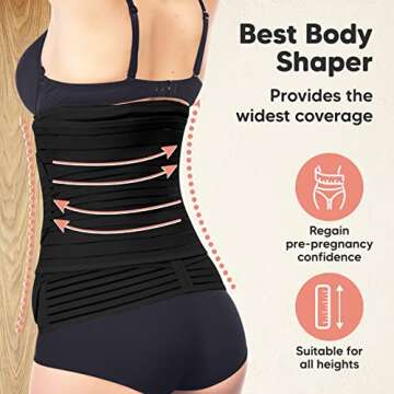 3 in 1 Postpartum Belly Support Recovery Wrap – Postpartum Belly Band, After Birth Brace, Slimming Girdles, Body Shaper Waist Shapewear, Post Surgery Pregnancy Belly Support Band (Midnight Black, XL)