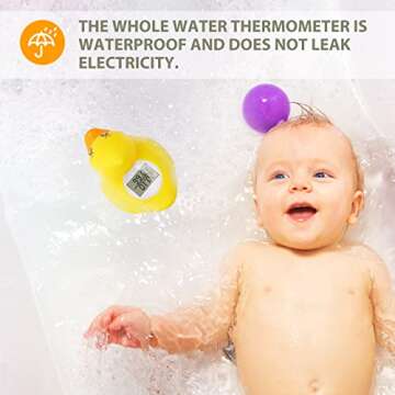 Duck Bath Thermometer, Baby Safety Water Thermometer for Bathtub Floating Toy for Infants Newborn Babies Digital Room Thermometer with LED Display Temperature Warning