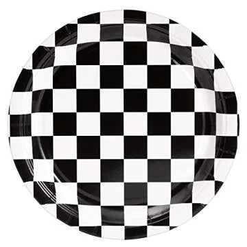 Juvale 144 Piece Race Car Birthday Party Supplies with Checkered Flag Plates, Napkins, Cups, and Cutlery (Serves 24)