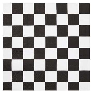 Juvale 144 Piece Race Car Birthday Party Supplies with Checkered Flag Plates, Napkins, Cups, and Cutlery (Serves 24)