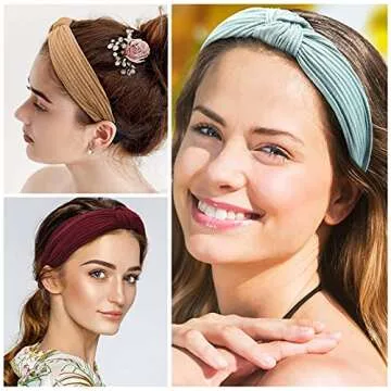 Maxdot 8 Pieces Headbands for Women, Knotted Wide Turban Headband, Hair Bands Elastic Hair Accessories for Women and Girls