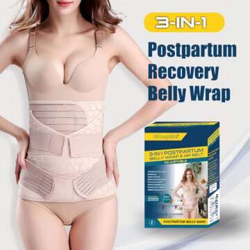 3 in 1 Postpartum Belly Band - Postpartum Belly Support Recovery Wrap, After Birth Brace, Slimming G...