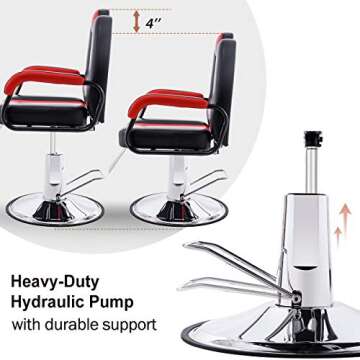Merax Hydraulic Recliner Barber Chair for Hair Salon with 20% Extra Wider Seat & Heavy Duty Hydraulic Pump, 2021 Upgraded Salon Beauty Equipment (Black & Red).