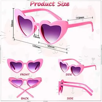 Frienda 7 Pairs Kids Heart-Shaped Sunglasses Set - Vintage Colors
