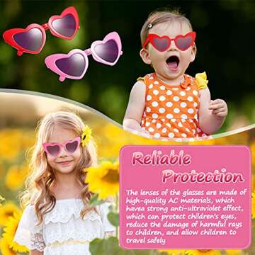 Frienda 7 Pairs Kids toddler Sunglasses Heart Shaped Sun Glasses Vintage Sunglasses for Children, Boys and Girls(Bright Color)