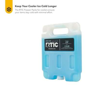 RTIC Refreezable Reusable Cooler Ice Packs - Long-Lasting & Break-Resistant Design, 2 Pack