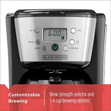 Black+Decker Thermal Coffee Maker, 12 Cup, Programmable, Digital Controls, Black And Silver, CM2036S...