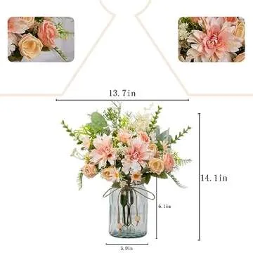 LESING Artificial Flowers Arrangement in Vase for Centerpiece
