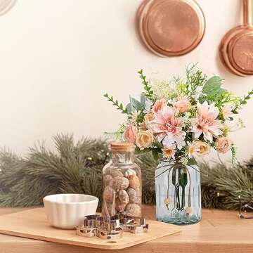 LESING Artificial Flowers Arrangement in Vase for Centerpiece