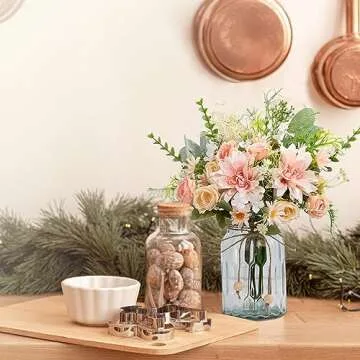 LESING Artificial Flowers Arrangement in Vase for Centerpiece