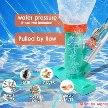 Premium Pool Vacuum Jet Underwater Cleaner, 3 Scrub Brushes, 2 Fine Mesh Bags, 6 Section Telescopic Pole of 56.5" and Handle - for Above Ground Pools,Spas & Ponds