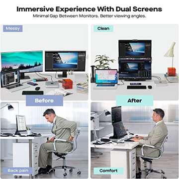 Mobile Pixels Geminos Dual 24" Stacked Computer Monitors with 1080P Webcam&Speakers, 65W USB-C Charging, All-Inclusive Vertical Desktop Monitor, HDMI/USB-A/USB-C, Infinitely Adjustable (2 Monitors)