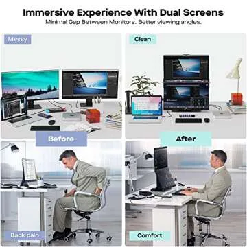 Mobile Pixels Geminos Dual 24" Stacked Computer Monitors with 1080P Webcam&Speakers, 65W USB-C Charging, All-Inclusive Vertical Desktop Monitor, HDMI/USB-A/USB-C, Infinitely Adjustable (2 Monitors)