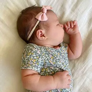 VOBOBE Baby Girls Nylon Headbands Linen Hair Bows, Neutral Elastic Hairbands Hair Accessories for Newborn Infant Toddlers Kids, Set of 14 (Type B)