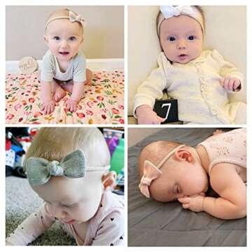 VOBOBE Baby Girls Nylon Headbands Linen Hair Bows, Neutral Elastic Hairbands Hair Accessories for Newborn Infant Toddlers Kids, Set of 14 (Type B)