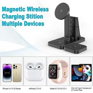 4 in 1 Wireless Charging Station Multiple Devices, Magnetic Fast Mag-Safe Multi Charger Stand for Ap...