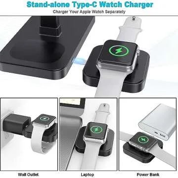 4 in 1 Wireless Charging Station Multiple Devices, Magnetic Fast Mag-Safe Multi Charger Stand for Apple Products iPhone 15 14 13 12 Series, Watch 8 7 6 5 4 3 2 1 AirPods 2 3 4 5