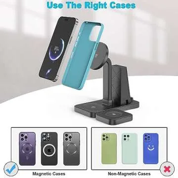 4 in 1 Wireless Charging Station Multiple Devices, Magnetic Fast Mag-Safe Multi Charger Stand for Apple Products iPhone 15 14 13 12 Series, Watch 8 7 6 5 4 3 2 1 AirPods 2 3 4 5