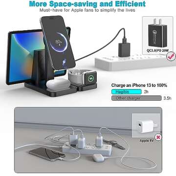 4 in 1 Wireless Charging Station Multiple Devices, Magnetic Fast Mag-Safe Multi Charger Stand for Apple Products iPhone 15 14 13 12 Series, Watch 8 7 6 5 4 3 2 1 AirPods 2 3 4 5