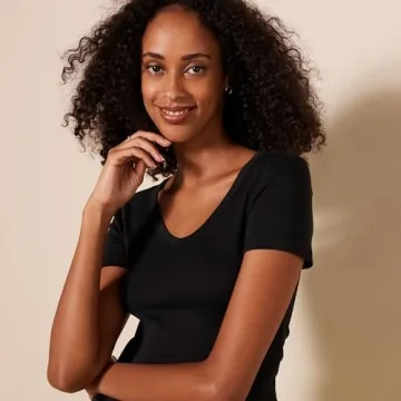 Amazon Essentials Women’s Slim-Fit V-Neck T-Shirts - Pack of 2