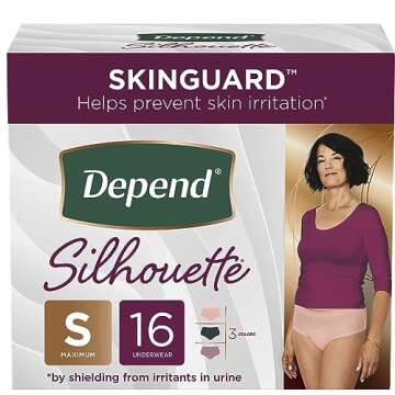 Depend Silhouette Adult Incontinence and Postpartum Underwear for Women, Small, Maximum Absorbency, ...
