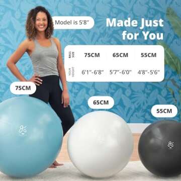 Greater Goods Exercise Ball, Extra Durable, Anti-Burst Yoga Ball for Workouts, Pilates, Pregnancy, S...