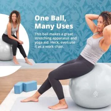 Greater Goods Exercise Ball, Extra Durable, Anti-Burst Yoga Ball for Workouts, Pilates, Pregnancy, Stability Ball for Balance & Core Strength, Gray, 65cm