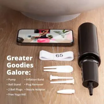 Greater Goods Exercise Ball, Extra Durable, Anti-Burst Yoga Ball for Workouts, Pilates, Pregnancy, Stability Ball for Balance & Core Strength, Gray, 65cm