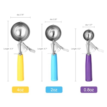 Versatile Ice Cream Scoop Set - 3 Sizes Included for Easy Use
