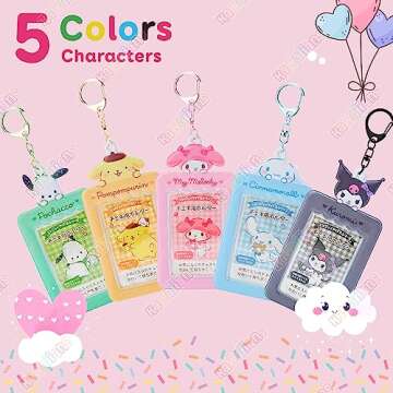 KAWAIIANS Kawaii Keychain ID Card Holder, Cute Japanese Anime Lanyard Badge Reel Stationery for Back to School (Ku)