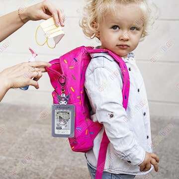 KAWAIIANS Kawaii Keychain ID Card Holder, Cute Japanese Anime Lanyard Badge Reel Stationery for Back to School (Ku)