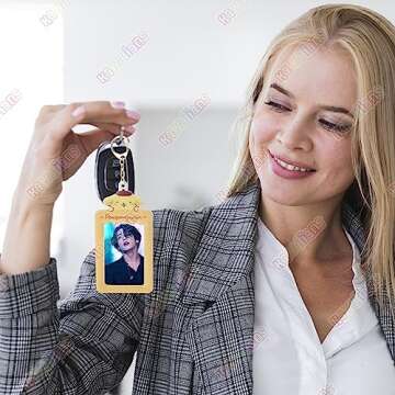 KAWAIIANS Kawaii Keychain ID Card Holder, Cute Japanese Anime Lanyard Badge Reel Stationery for Back to School (Ku)