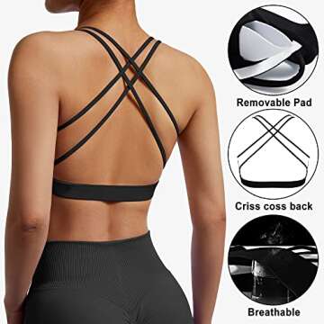 MOOSLOVER Women Strappy Sports Bra Crisscross Yoga Tops